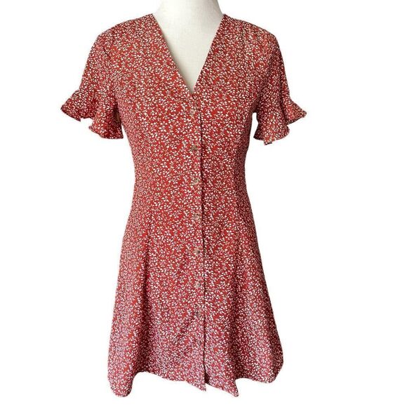 Polly Summer Cowgirl Flowy Boho Mini Floral Short Sleeved Mini Sundress - Picture 4 of 7